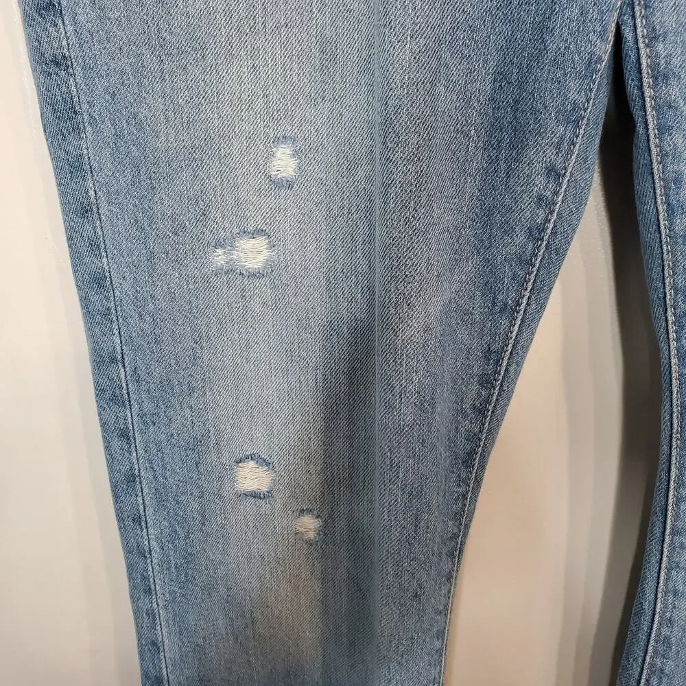 True Religion Brand Mens Jeans Ricky Relaxed Straight Leg SZ 34 Blue Distressed
